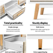 Artiss TV Unit 120cm Length Entertainment Unit Wooden TV Cabinet Scandinavian Console Table, White & Wood