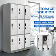 9 Doors Locker Cabinet Steel Storage Cupboard for Home Office School Gym