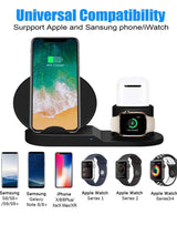 Wireless Charger, Amazer Tec 3 in 1 Charging Stand Compatible with iWatch, AirPods and iPhone 11/Xs/X Max/XR/X/8/8Plus/7/7 Plus /6S /6S Plus(Original Charger & Cables Required) (Black)
