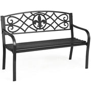 Outdoor Steel-Slat Garden Bench