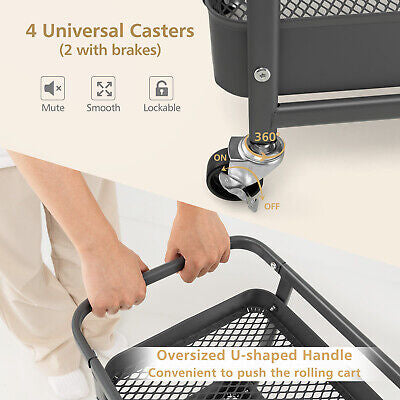 3-Tier Pegboard Rolling Storage Cart