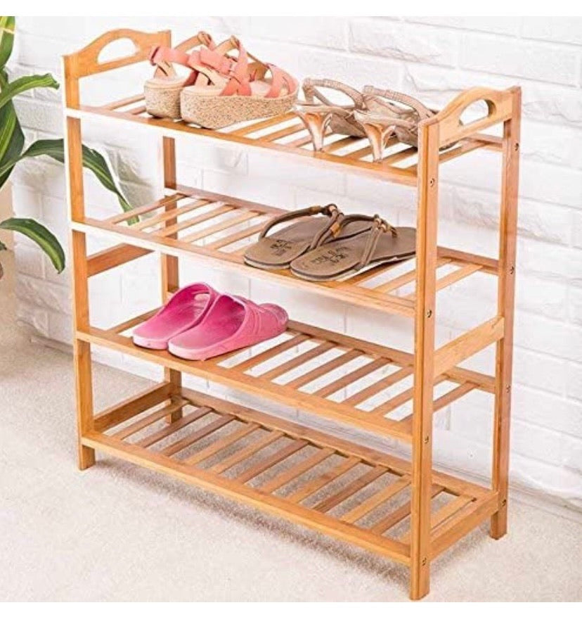 4-Tier Bamboo Shoe Rack – 66 × 23 × 68 cm