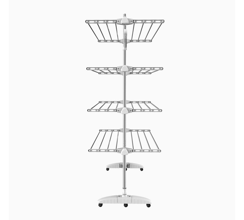 4-Tier Stainless-Steel Clothes Airer with Wings & Castors