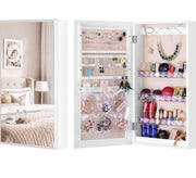 LUXFURNI Slim Wall or Door Mirror Jewellery Cabinet