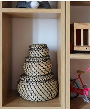 Set of 3 Round Seagrass Box Lidded Storage Bin