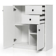 Storage Cabinet 2-Drawer Cupboard Kitchen Organizer Hallway Table White