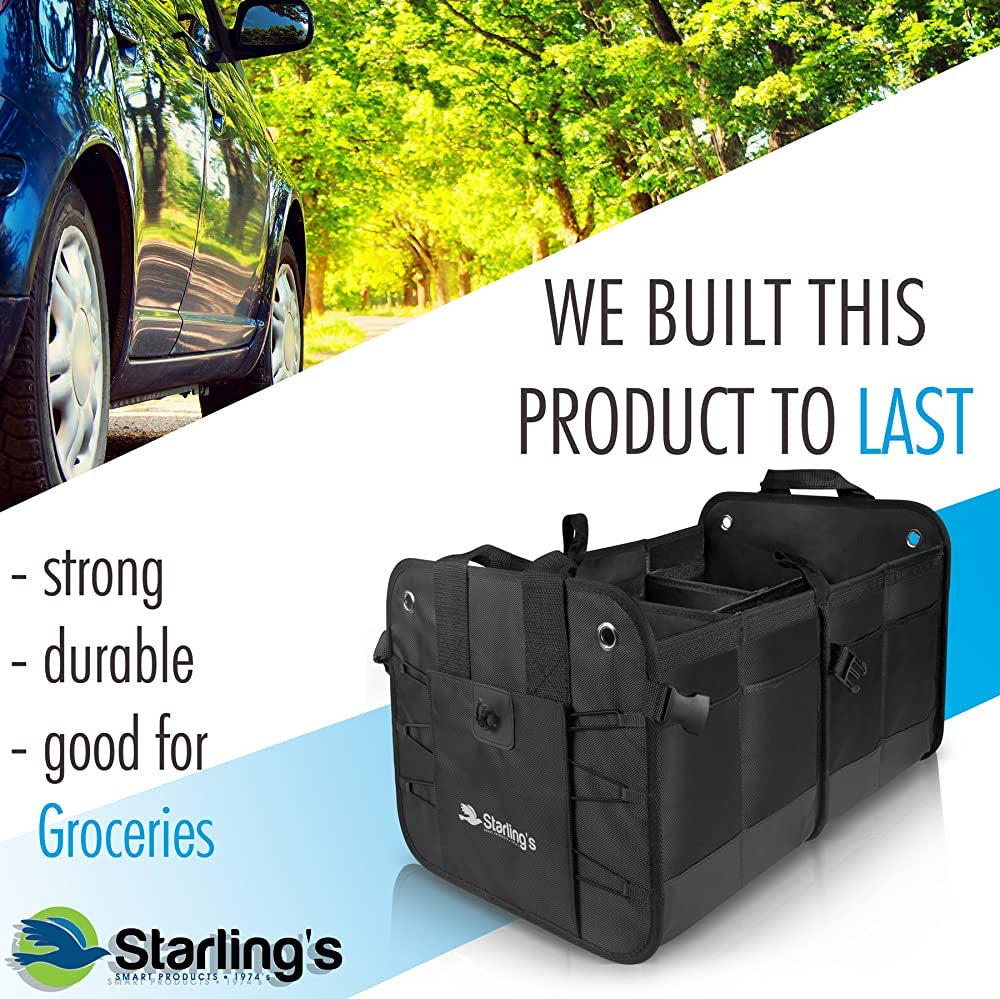 Car Trunk Organizer - Durable Storage SUV Cargo Organizer Adjustable, Blue