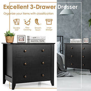 Black 3-Drawer Side Table & Nightstand