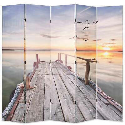 200 × 170 cm 5-Panel Sunset-Lake Folding Room Divider