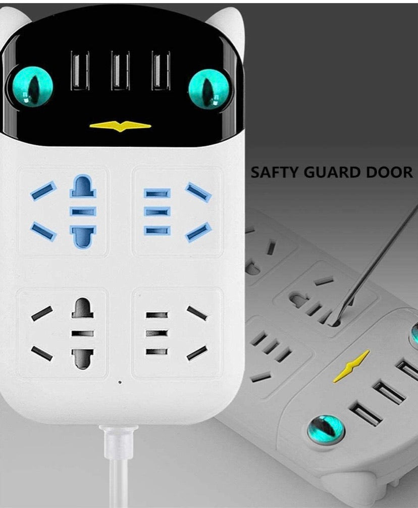 International Power Board Strip 6 Way Outlets Socket 3 Fast USB Charging Charger Ports w/Surge Protector 1.8M (6 Outlet 3 USB)