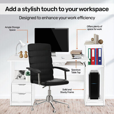Modern Work Desk with Storage – 117 × 92 cm