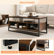 Industrial Coffee Table with Storage – Rustic Brown