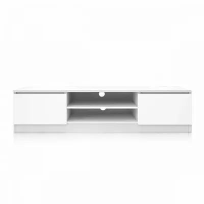 White TV Stand with 2 Doors & Storage