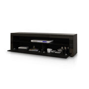 TV Cabinet Stand LED Light TV Entertainment Unit Wood Storage Shelf 2 Doors Black 155CM
