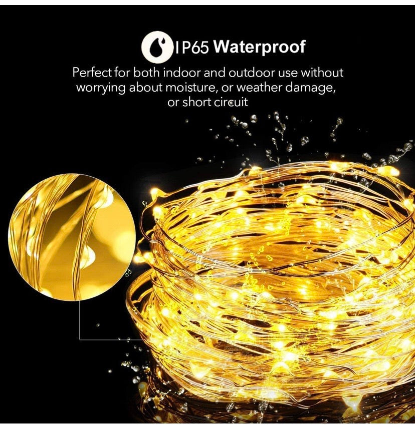 Solar String Lights Outdoor 2 Pack 120LED Solar Garden Lights Waterproof 12M/40Ft 8 Modes Indoor Fairy Lights Copper Wire Decorative Lighting for Patio, Yard, Party, Wedding (Warm White)