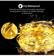 Solar String Lights Outdoor 2 Pack 120LED Solar Garden Lights Waterproof 12M/40Ft 8 Modes Indoor Fairy Lights Copper Wire Decorative Lighting for Patio, Yard, Party, Wedding (Warm White)