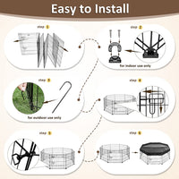8-Panel 76 cm Metal Pet Playpen with Weather Cover