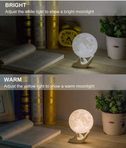 Moon Lamp Balkwan 3.5 inches 3D Printing Moon Light uses Dimmable and Touch Control Design,Romantic Funny Birthday Gifts for Women ,Men,Kids,Child and Baby. Rustic Home Decor Rechargeable Night Light (3.5 inches)