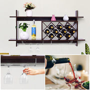 Wall-mounted Wine Rack Bottle Glass Holder Wine Storage Shelf Bar Home