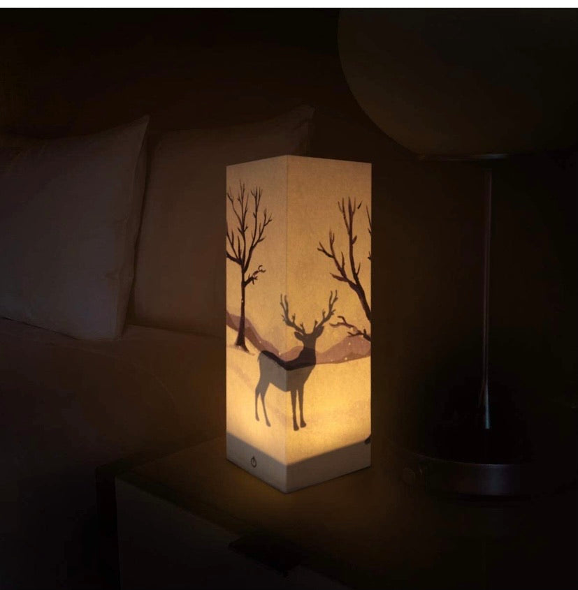 Deer Paper Lanterns Decorative Creative Novelty Paper Lanterns Collapsible Safety Material USB Low Power Energy Save Lamp Home Room Christmas Decor Kids Adult Friends Gift