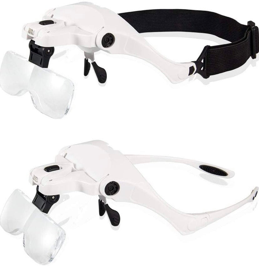 Head Mount Magnifier, Bysameyee Lighted Magnifying Headband Glass Loupe Visor with 2 LED Light for Close Work, Jewelry Work, Watch Repair, Arts &amp; Crafts, Reading Aid