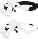 Head Mount Magnifier, Bysameyee Lighted Magnifying Headband Glass Loupe Visor with 2 LED Light for Close Work, Jewelry Work, Watch Repair, Arts &amp; Crafts, Reading Aid