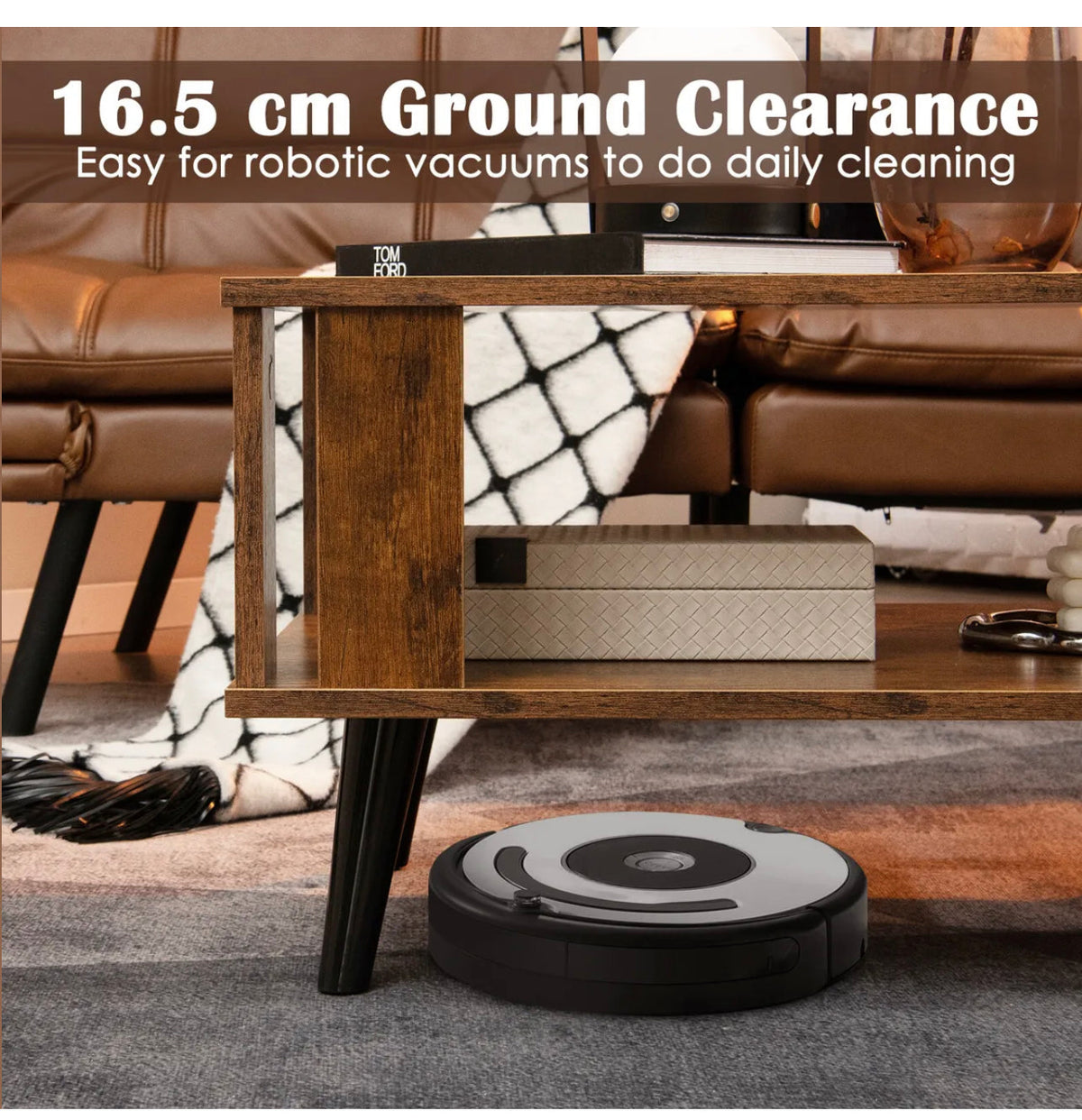 Mid-Century Coffee Table with Open Storage Shelf