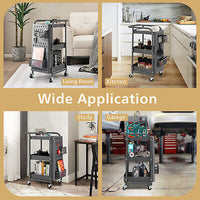 3-Tier Pegboard Rolling Storage Cart