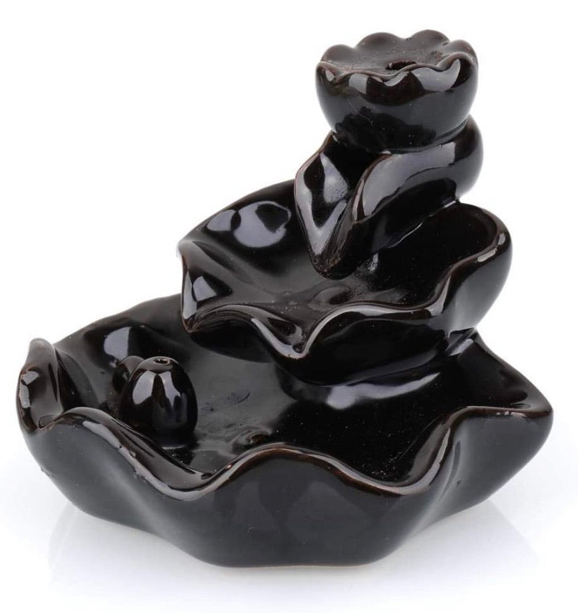Black Ceramic Backflow Incense Burner with 10 Cones