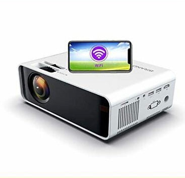 Mini LED Projector Portable 6000 Lumens-WiFi Video Projectors 1080P Full HD For iPhone Samsung Smartphone Wireless Projector HDMI Office Home Theater Movie Connection HDMI/USB/VGA/AV/TF/SD Card (Black)