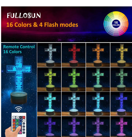 The Lord Jesus Cross 3D Night Light