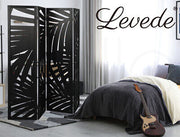 Black Paulownia-Wood 4-Panel Folding Room Divider