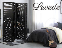 Black Paulownia-Wood 4-Panel Folding Room Divider