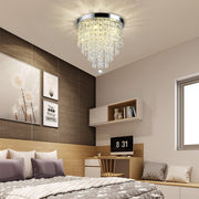 Crystal Chandelier, 3 Lights Modern Crystal Chandelier Light Fixture, H 24 cm x W 25 cm Mini Modern Ceiling Light for Bedroom, Hallway, Bar (Bulbs Not Included)