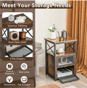 Industrial Wooden Bedside Tables – Set of 2