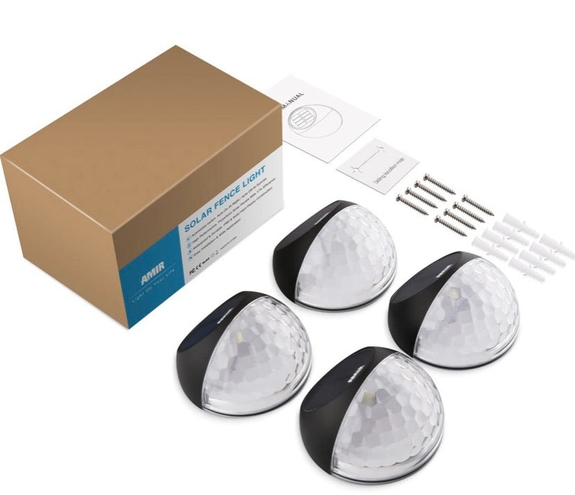 4-Pack Solar Fence & Deck Lights – 22 Lumens