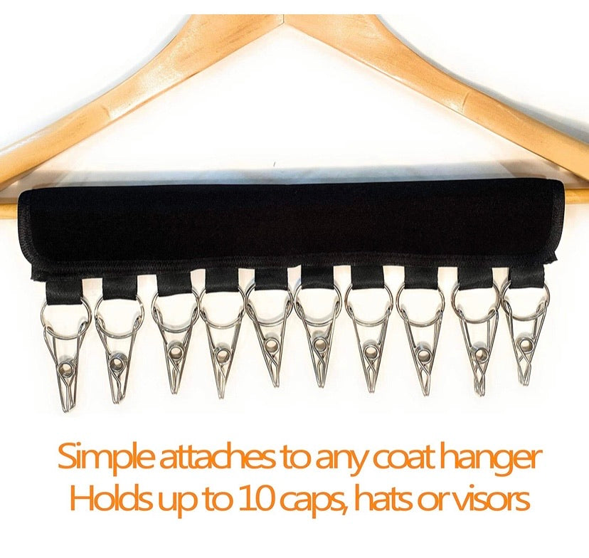 10-Clip Wardrobe Hat Hanger & Cap Organiser
