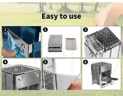 Compact Foldable Stainless Steel Wood & Charcoal Grill