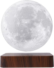 Magnetic Levitating 3D Moon Lamp Floating & Spinning Home Decor Desk Lamp with Light Dark Wooden Base (Dark Brown)