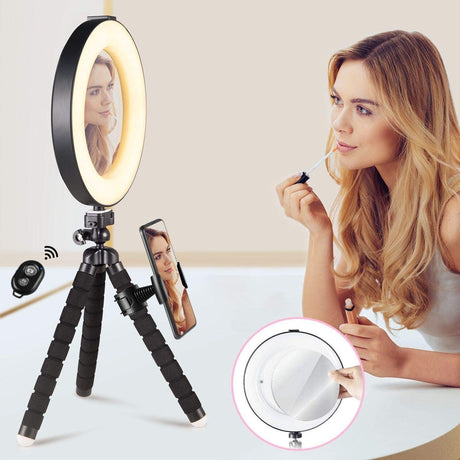 Selfie Ring Light - 14 Colors RGB Ring Light with 2 Adjustable Tripod Stand/Phone Holder/Camera Remote Shutter Best 10 Brightness Levels Dimmable LED Ring Light for Makeup,YouTube, Photography
