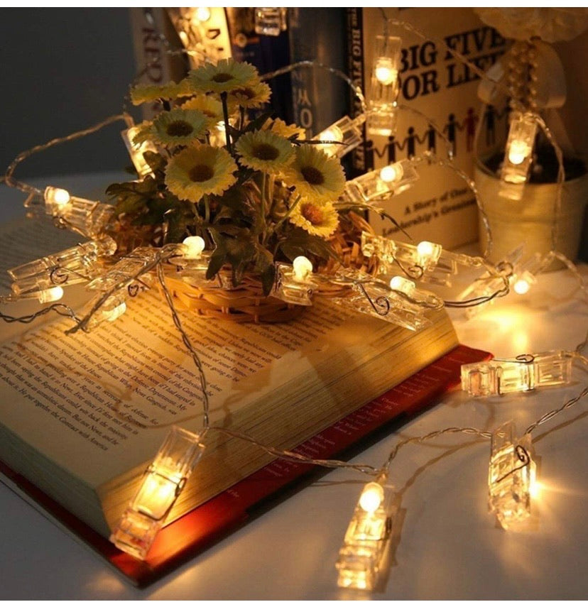30 LED Photo Clips String Lights Battery Operated Indoor Fairy String Lights with Clips for Hanging Pictures, Cards, Artwork, Bedroom Wall Party Wedding Birthday Décor, Warm White