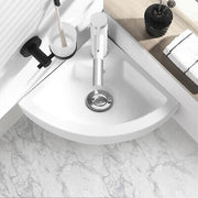 White Corner Ceramic Countertop Basin with Pop-Up Waste