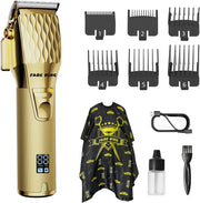 Fade King Hair Clippers for Men - Professional Clippers for Hair Cutting, Beard Trimmer Barbers Clippers for Men Women Kids Clipper Set Cordless & LED Display, All Metal Quiet Motor(Gold)