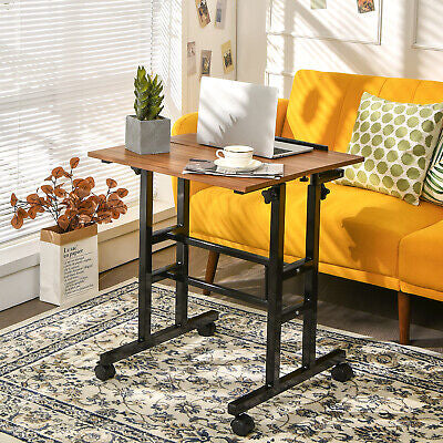 Mobile 2-Tier Adjustable Sit-Stand Laptop Desk