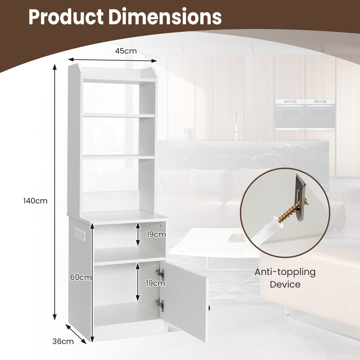 Nightstand Bedside End Side Table Bookshelf w/ Charging Station
