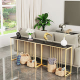 Luxury Marble Console Table Entryway Decorative Table Black Top & Gold Frame