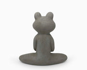 8.5in Meditating Frog Ceramic Sculpture – Grey Stone Finish