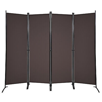 220 × 173 cm 4-Panel Brown Fabric Room Divider