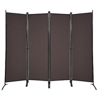 220 × 173 cm 4-Panel Brown Fabric Room Divider