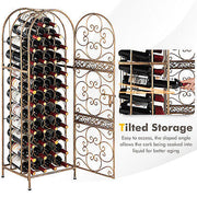 45-Bottle Arched Gold Steel Wine Rack with Latching Door
